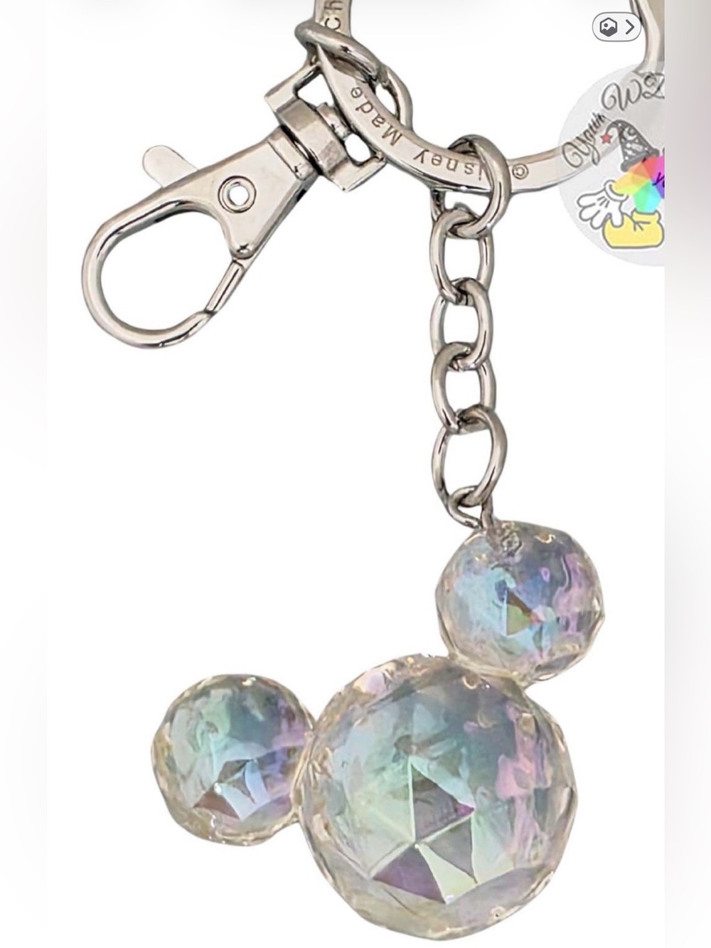 New Iridescent Crystal Mickey Mouse Silhouette Keychain Bag Charm
